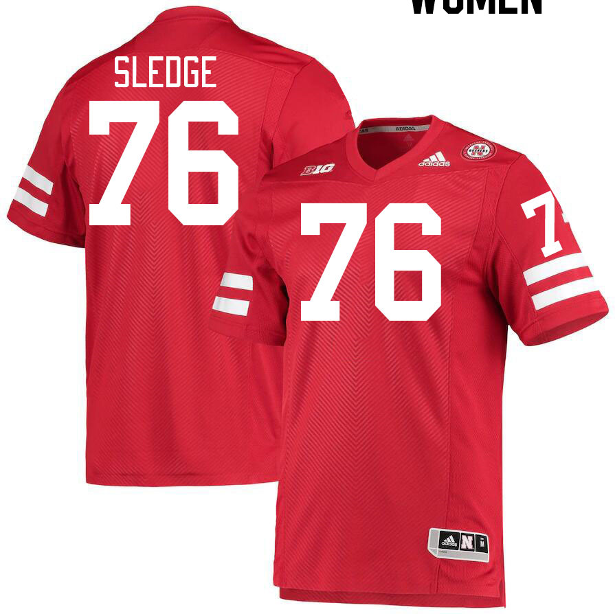 Women #76 Sam Sledge Nebraska Cornhuskers College Football Jerseys Stitched Sale-Red
